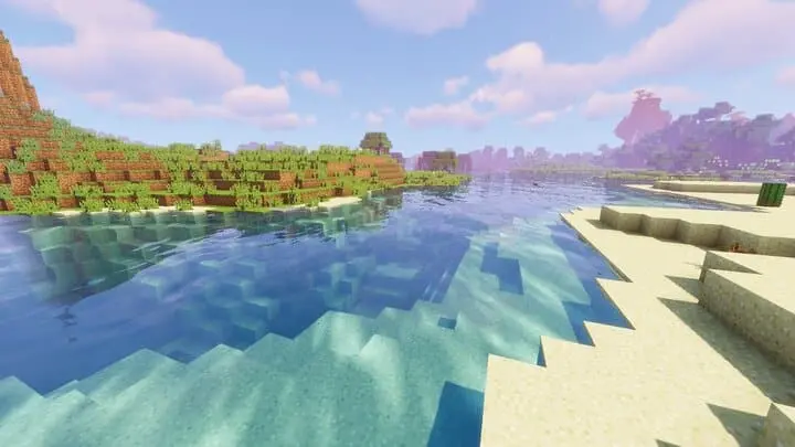 A screenshot of a river in Minecraft