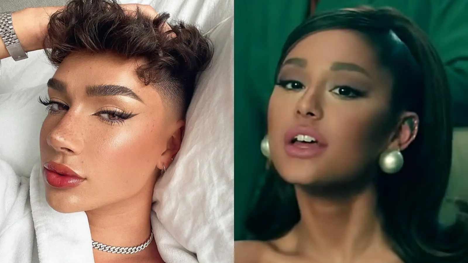 James Charles next to Ariana Grande