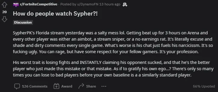 SypherPK criticism reddit