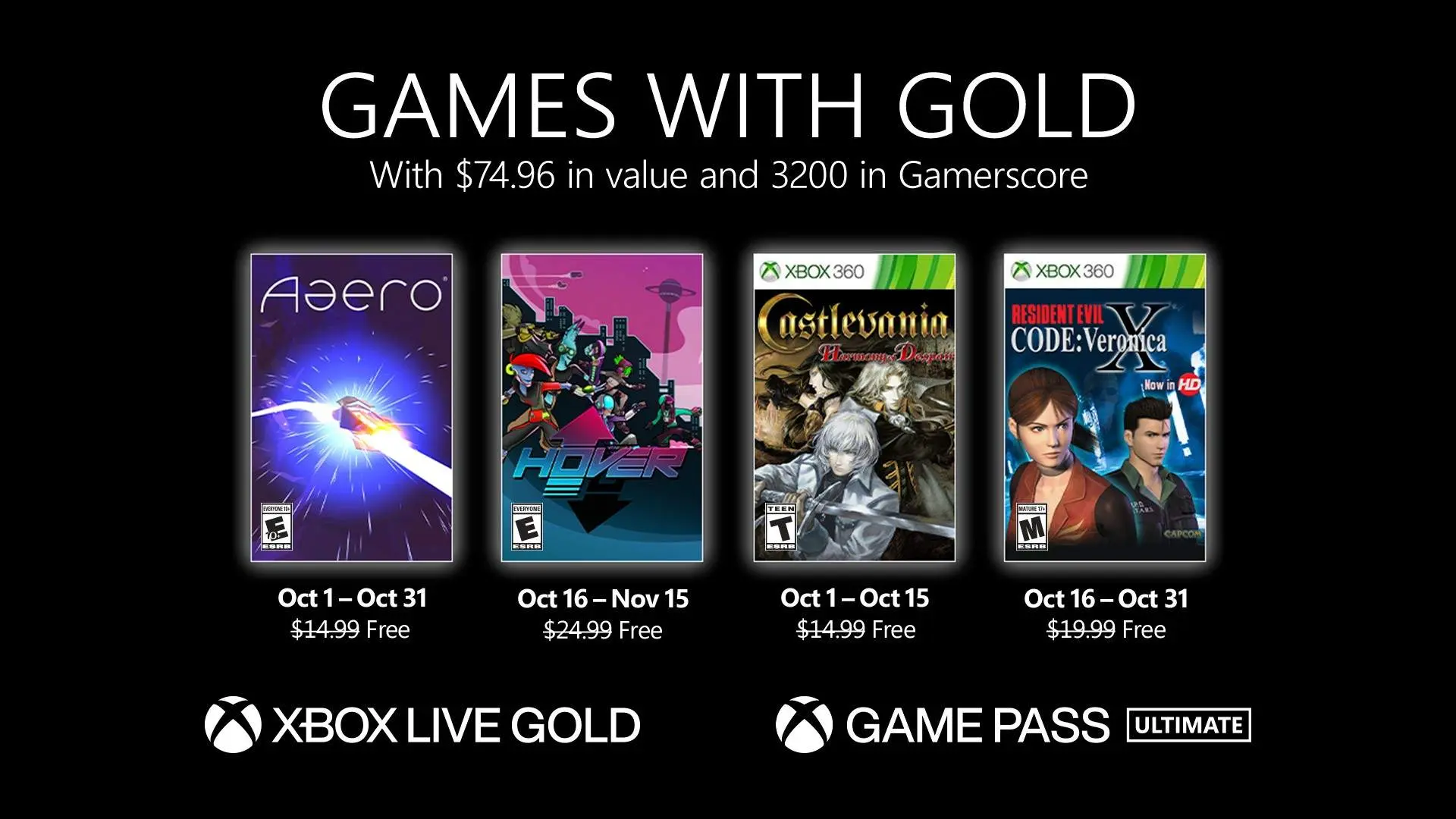 Xbox Games with Gold October 2021