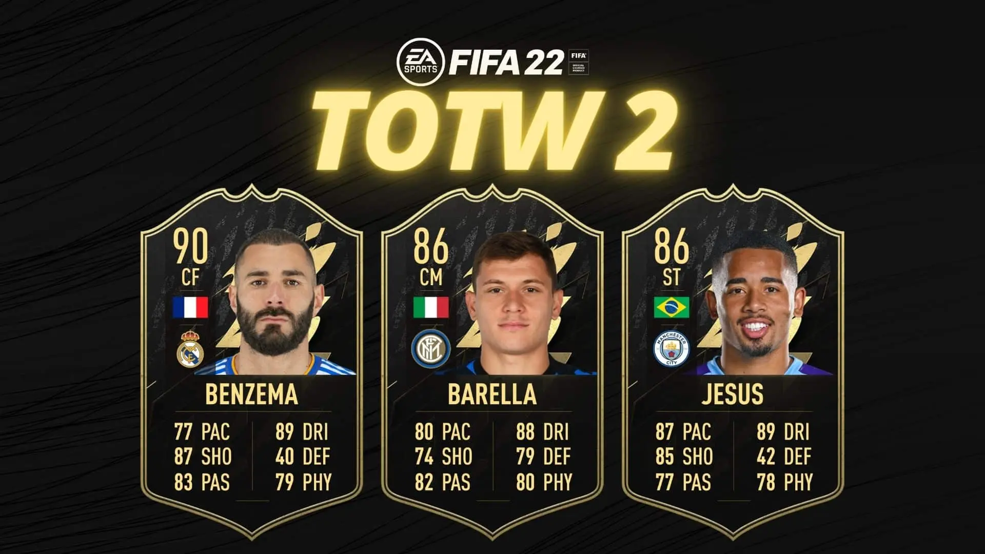 fifa 22 totw 2 with barella, benzema and jesus