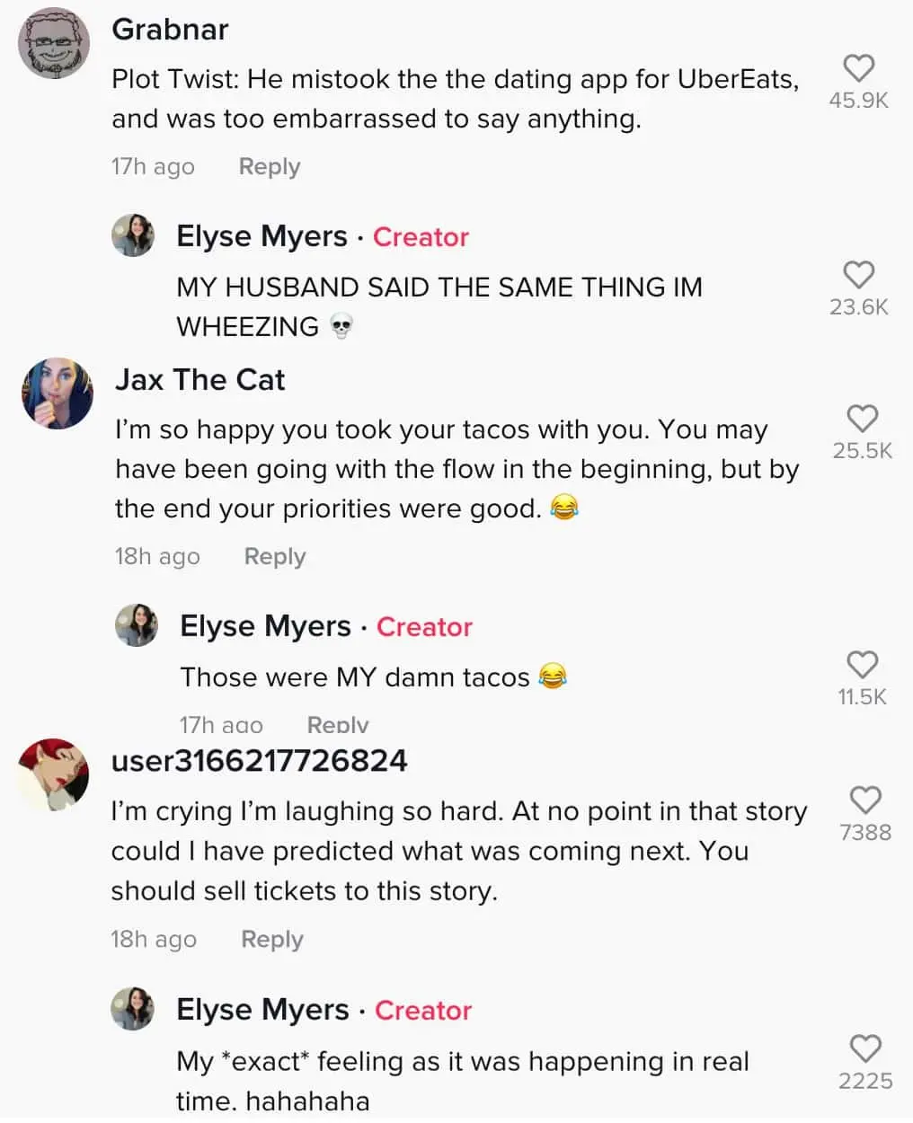 Comments underneath a TikTok video