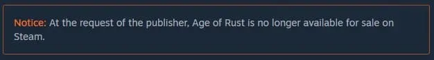 age of rust no longer available