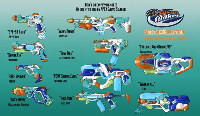 Individual fan concept weapon skins for Apex Legends. They include the Volt, Alternator, P2020 and more. 