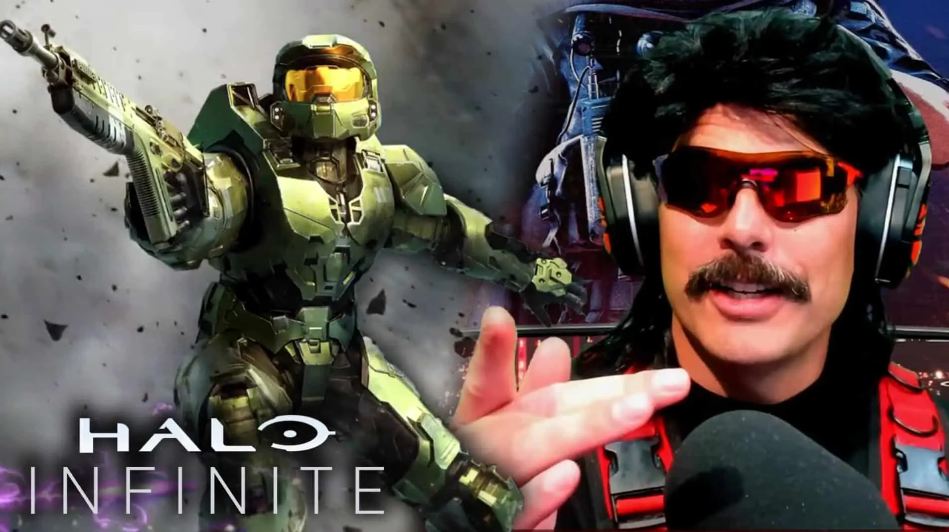 Dr Disrespect looking at Halo Infinite artwork