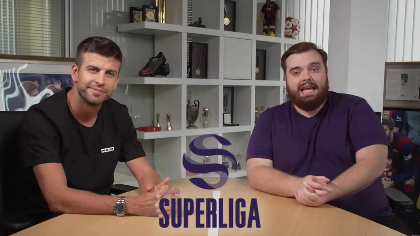 Ibai and Gerard Pique announcing their Superliga team