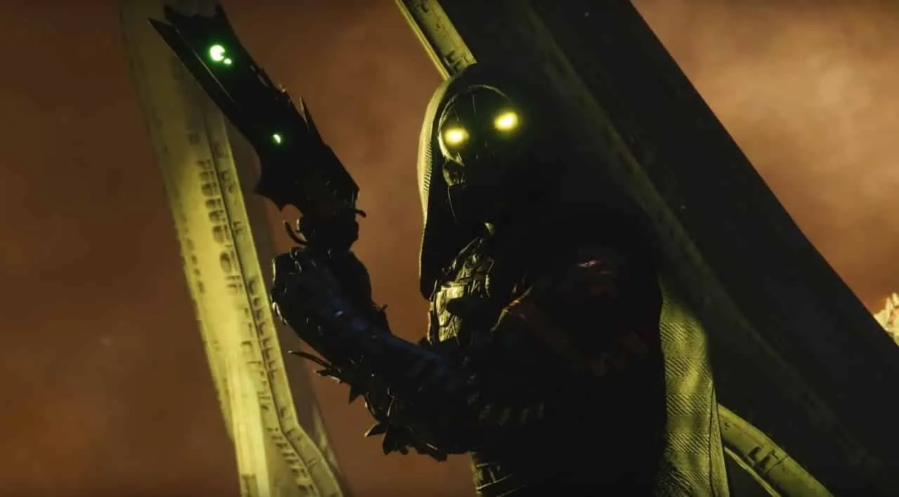 Thorn from Destiny 2 being wielded by a shadowy figure