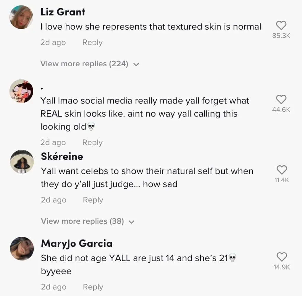 Comments on Addison Rae's TikTok