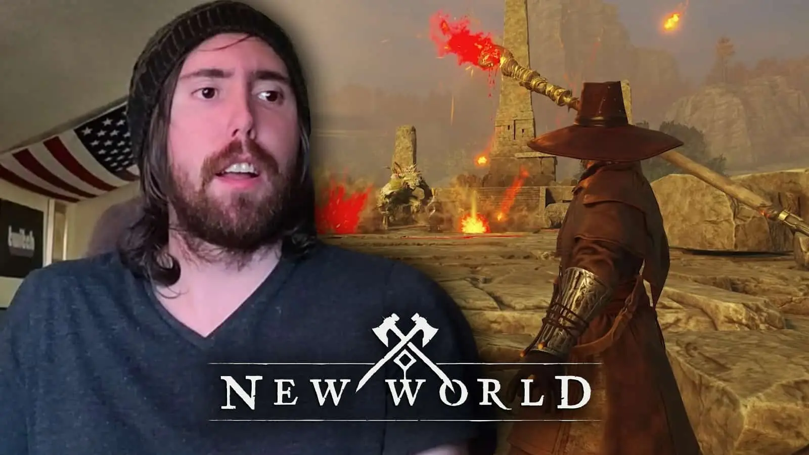 Asmongold looking at New World fire mage