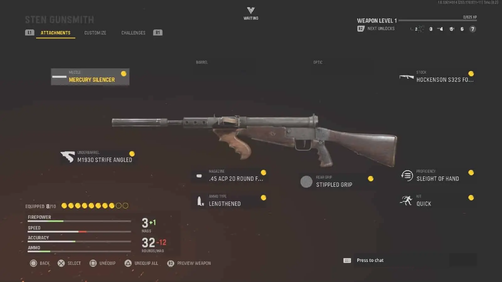 All of the best attachments for Vanguard's STEN SMG