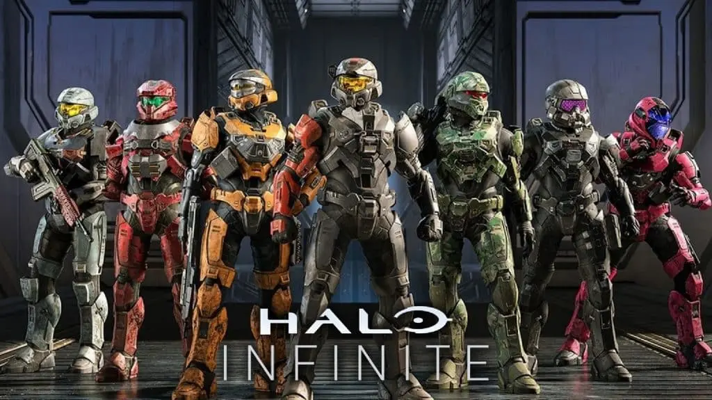 Halo Infinite Spartans wearing various skins