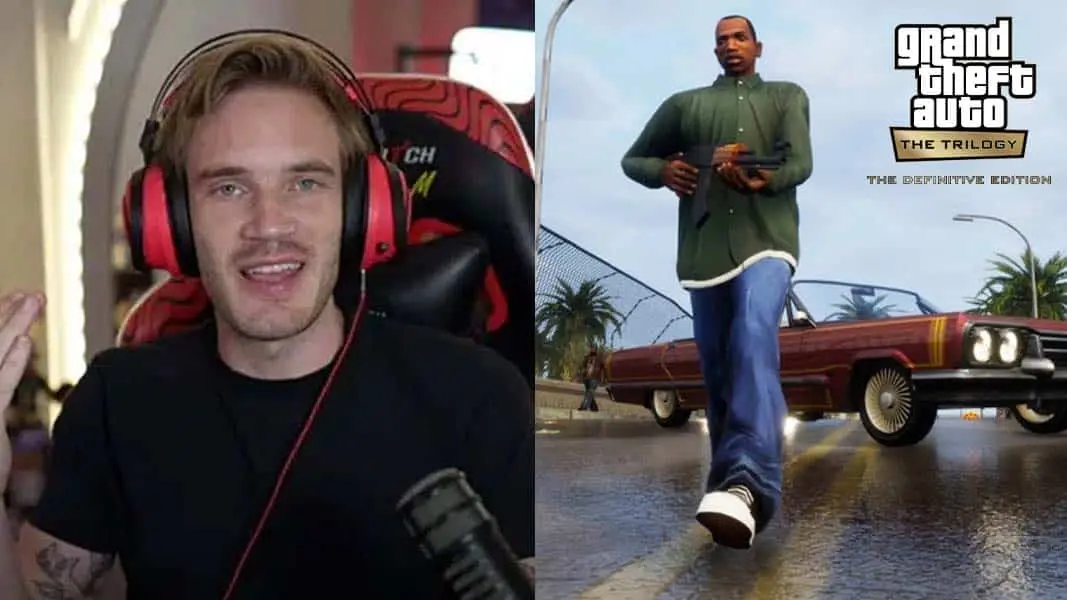 PewDiePie next to GTA Remastered screengrab