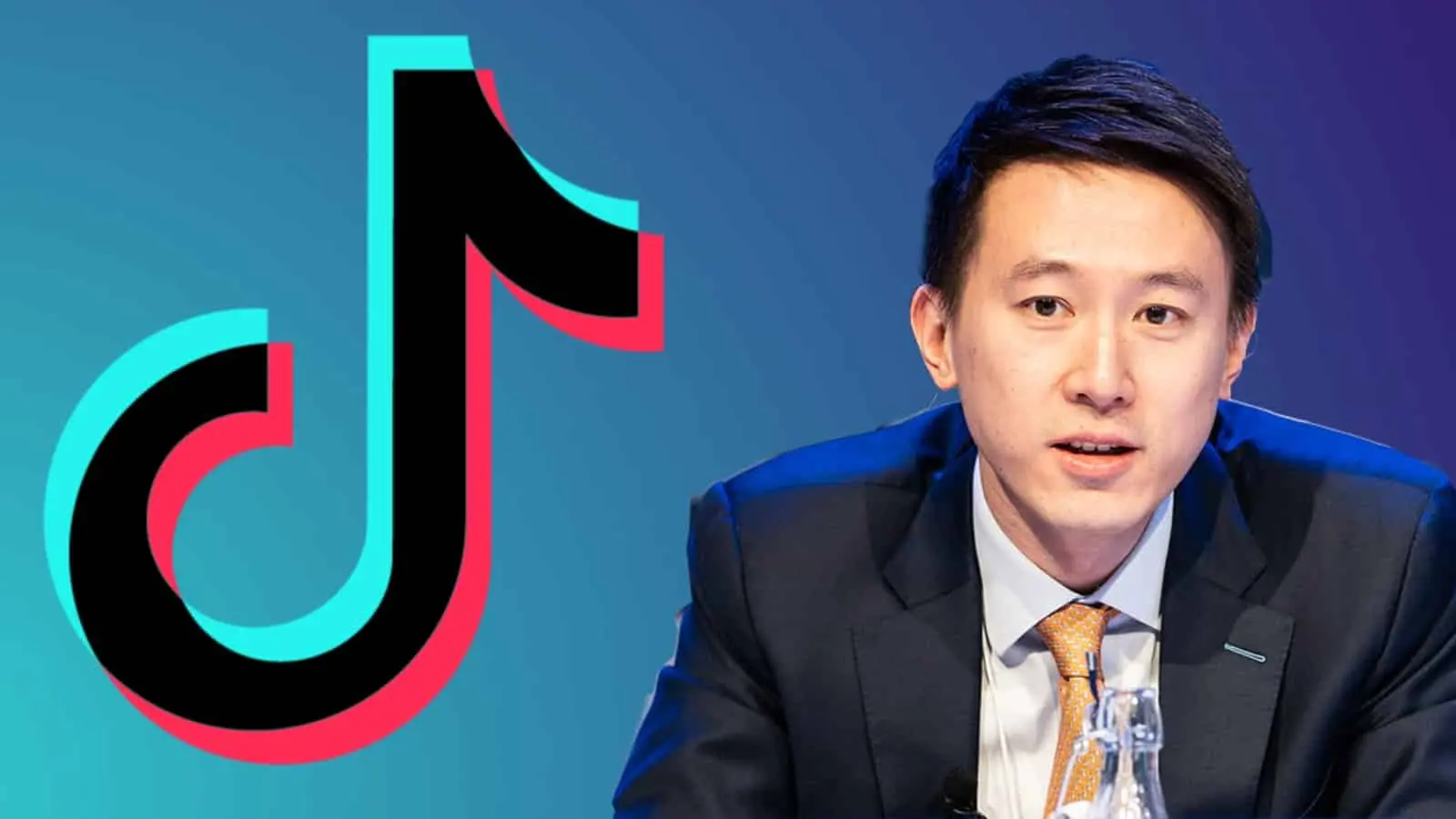 Shou Zi Chew TikTok CEO with TikTok logo