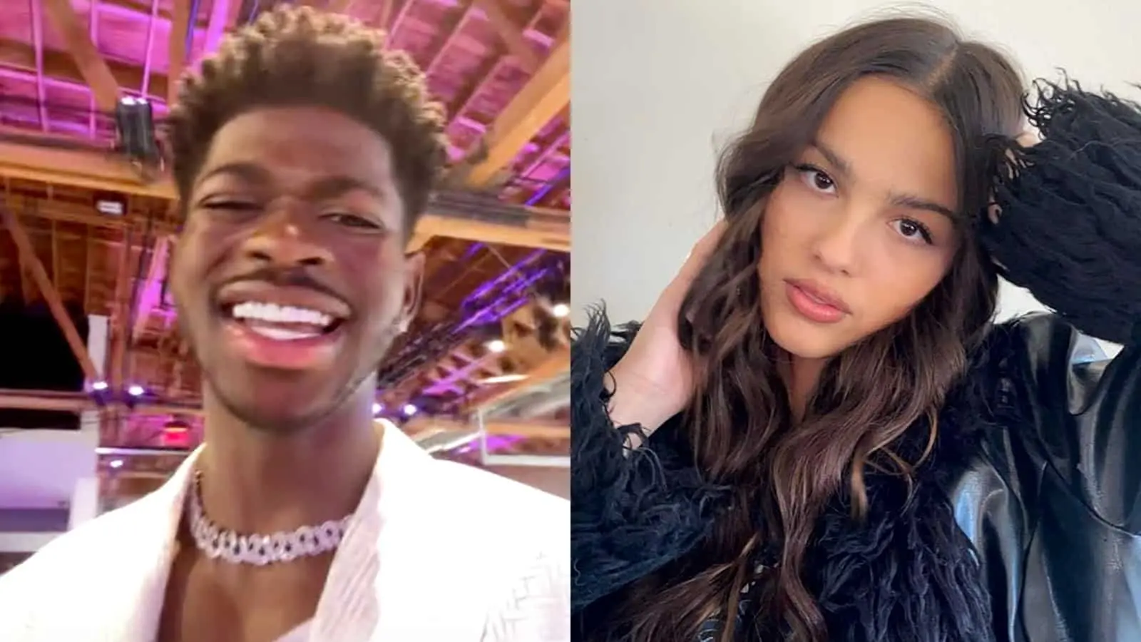 Image of Lil Nas X next to image of Olivia Rodrigo