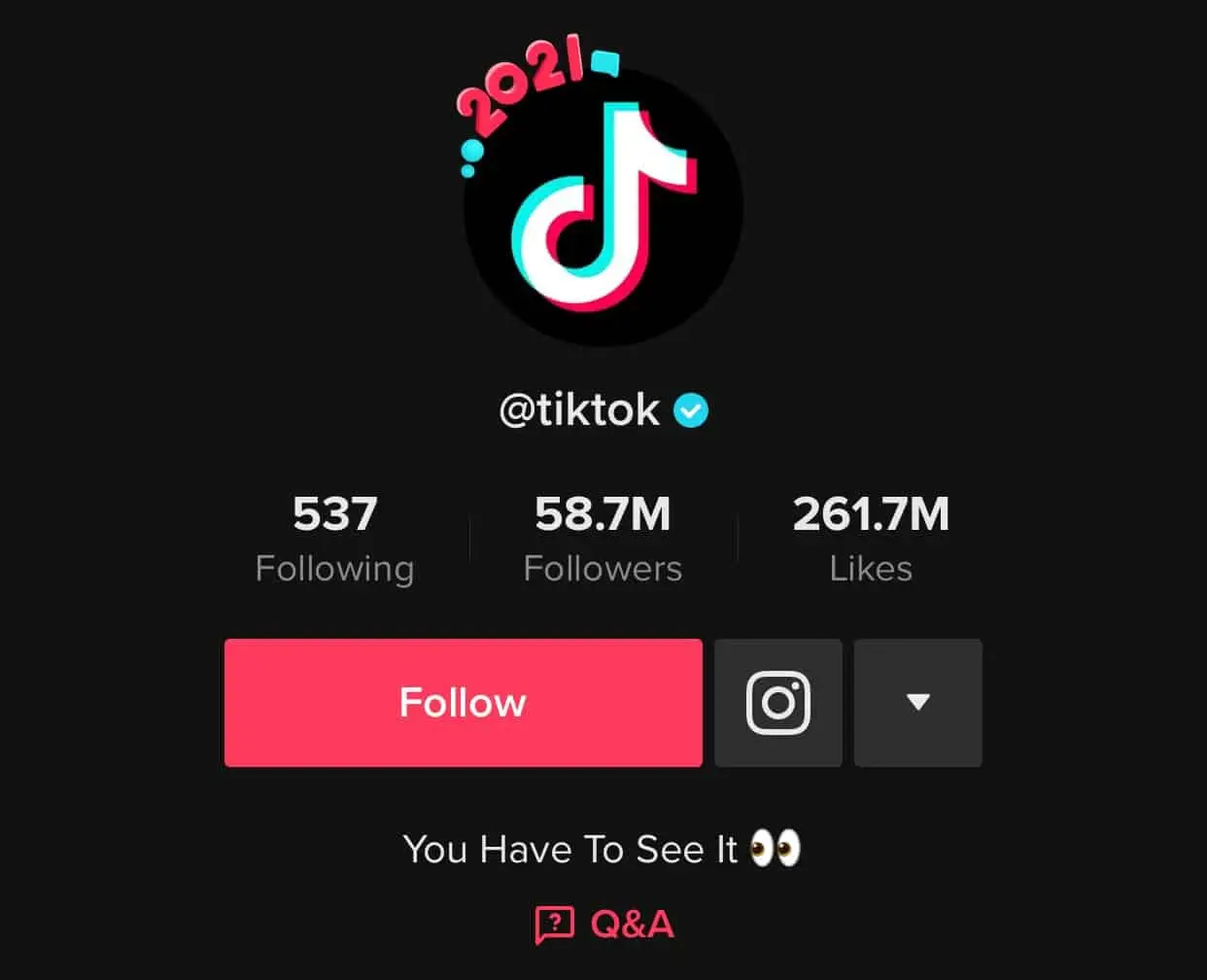 TikTok 2021 badge on a profile picture