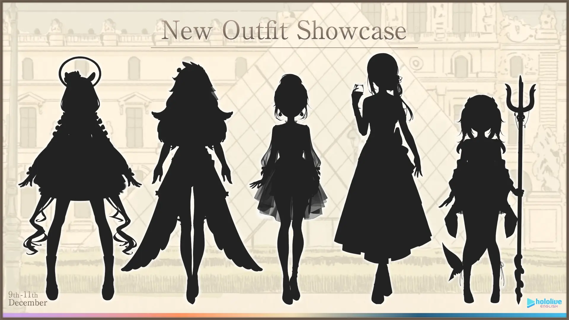 Hololive EN new outfit silhouettes