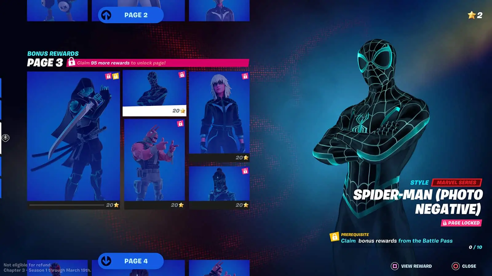 The Photo Negative Super Styles menu in Fortnite Chapter 3