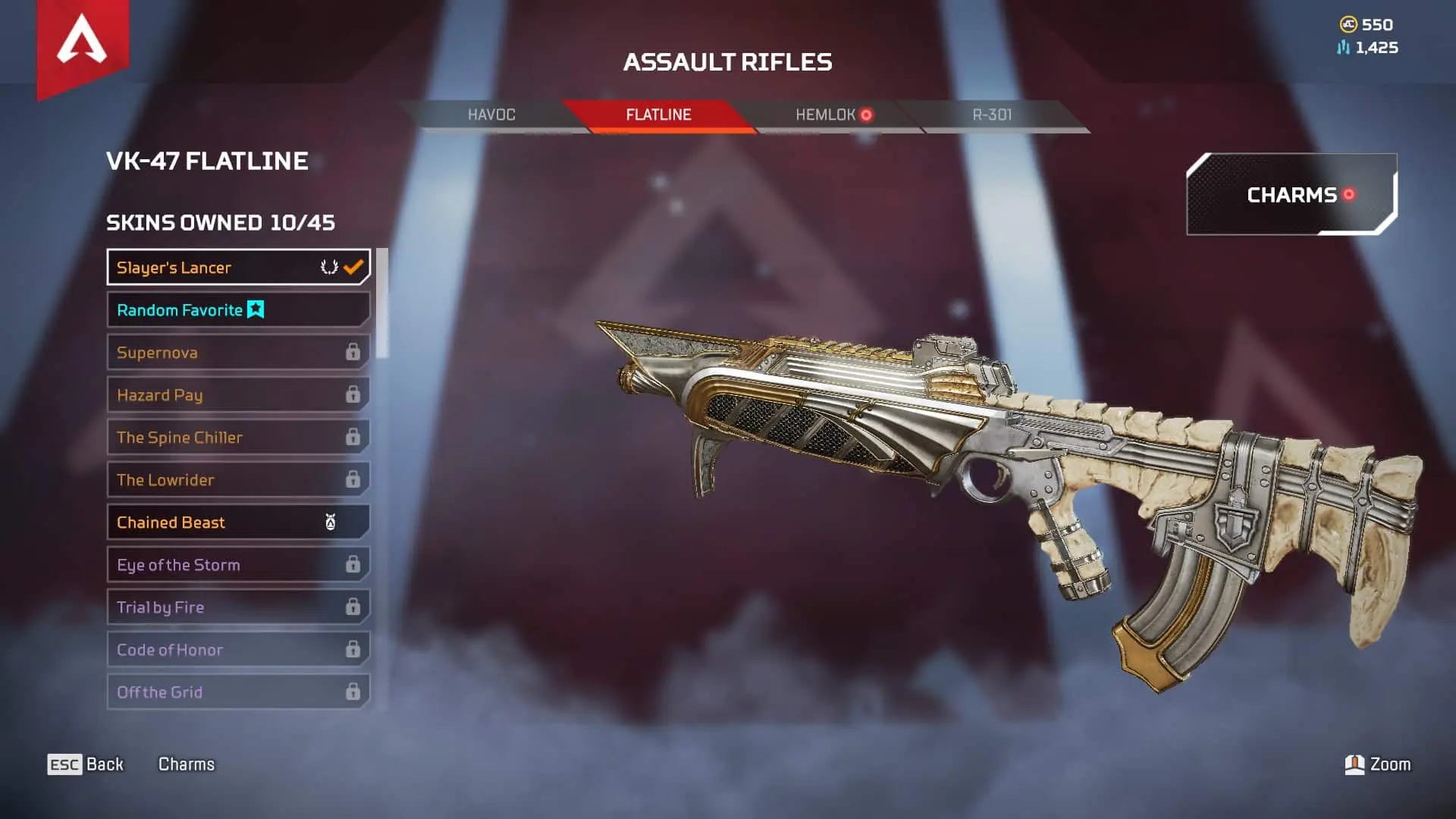 Slayer's Lancer Flatline weapon skin in Apex Legends