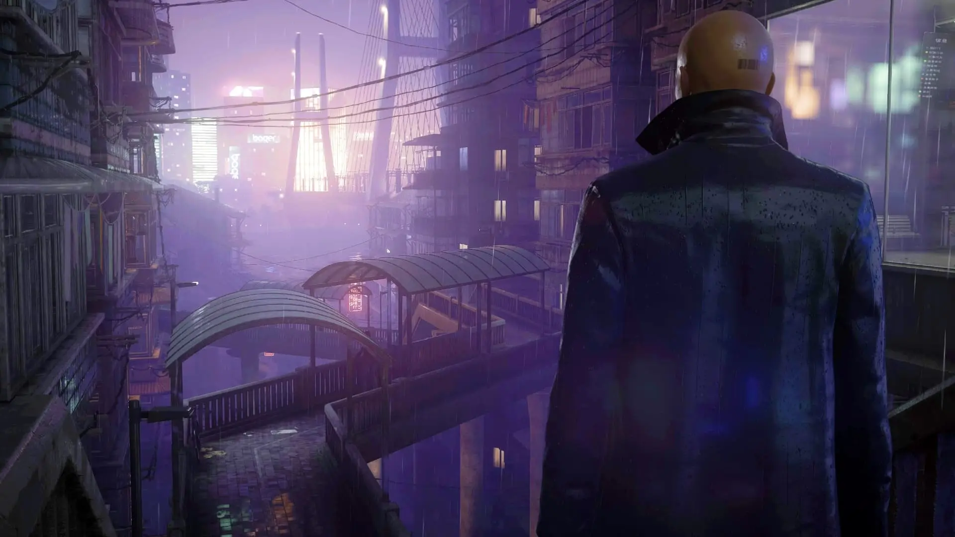 Hitman 3 screenshot showing Agent 47 in Chongqing