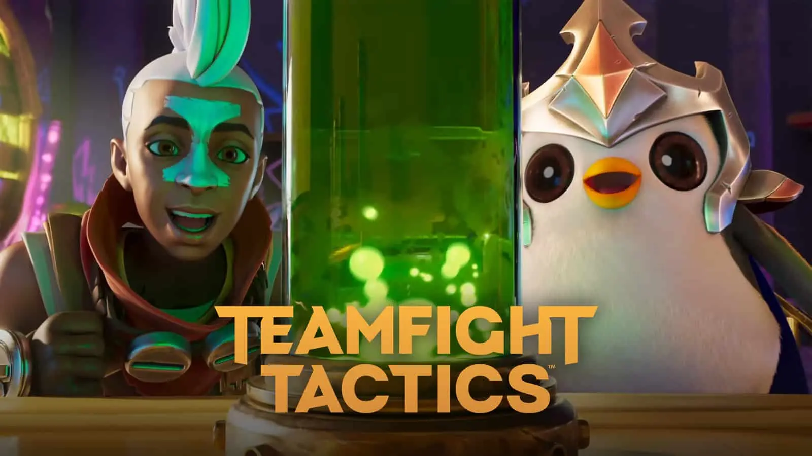 Ekko and Pengu looking at vial in TFT Set 6