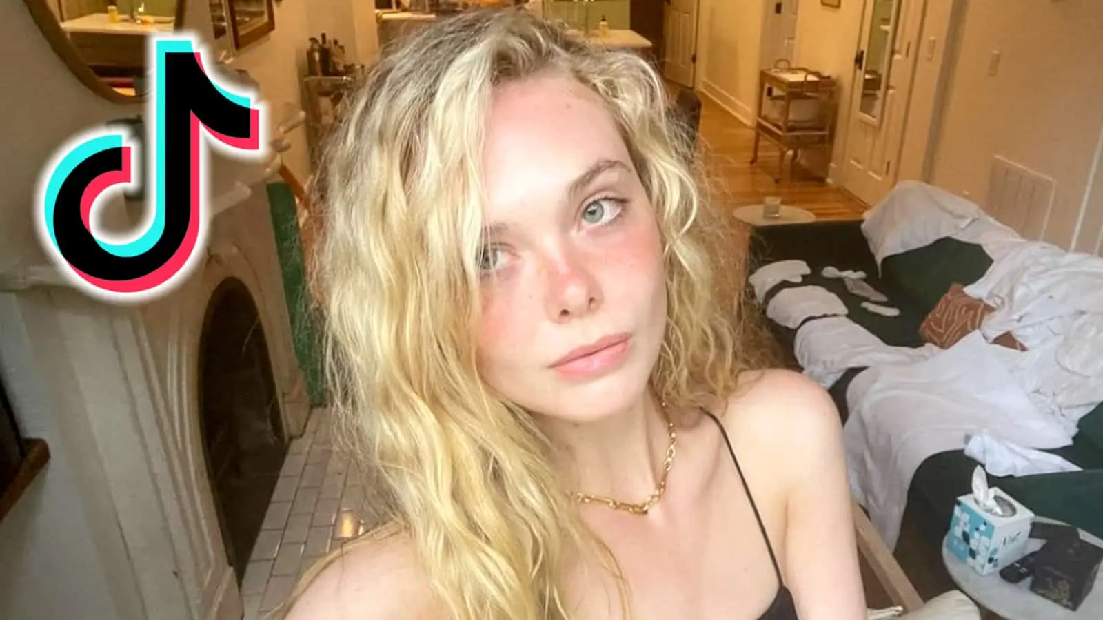 Elle Fanning next to the TikTok logo