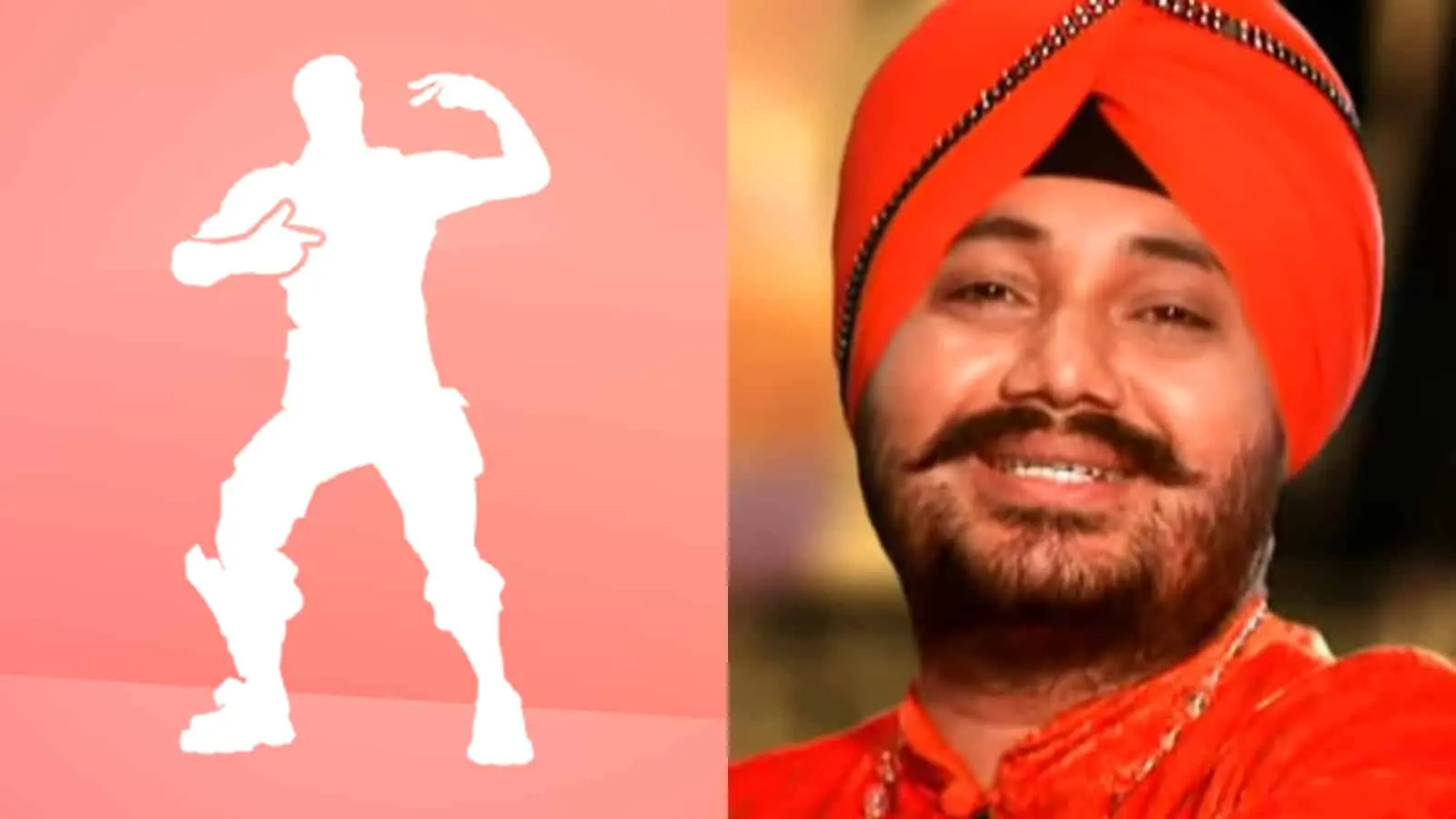 An image of Fortnite emote Tunak Tunak Tun and musician Daler Mehndi