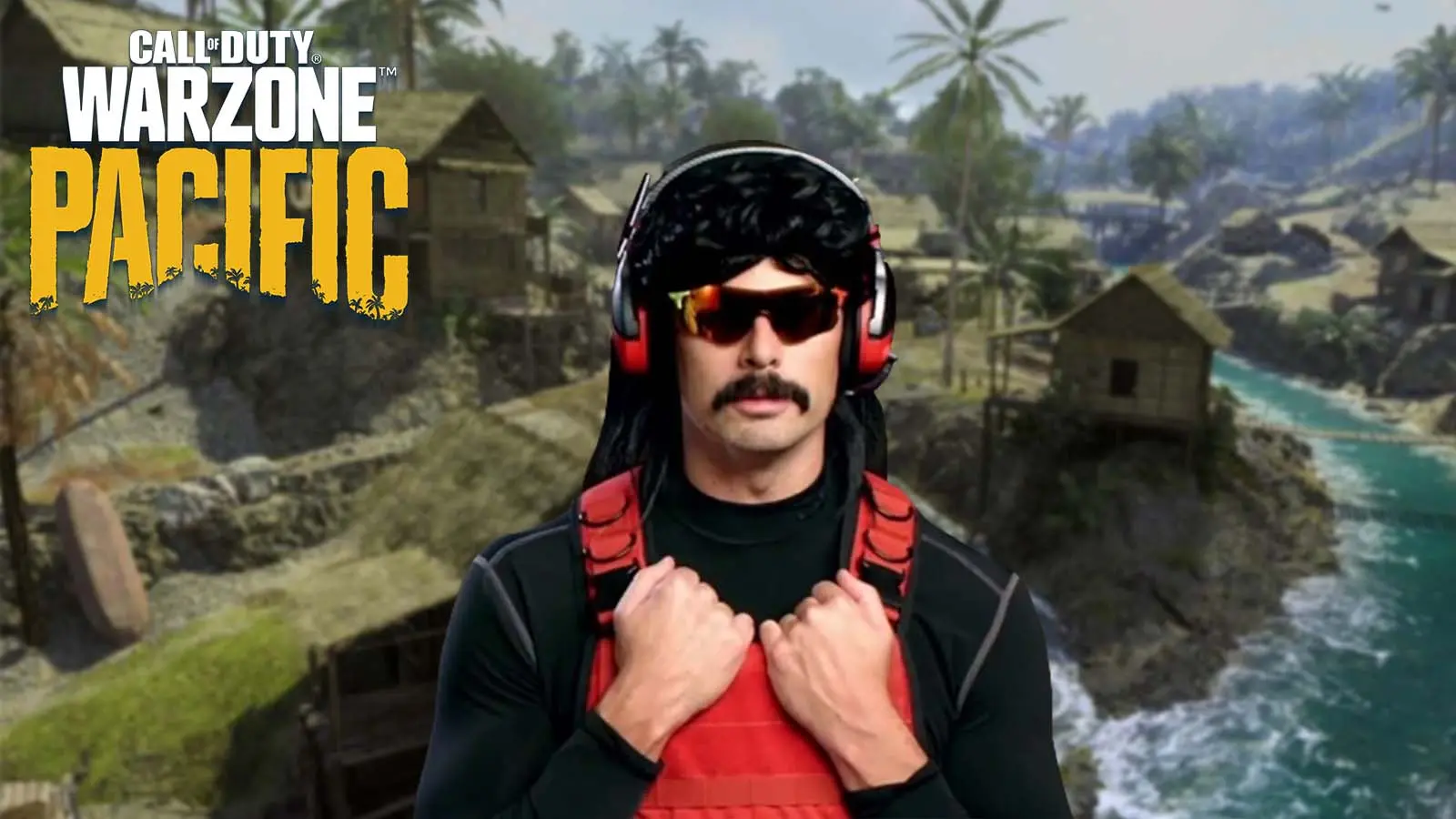 DR Disrespect next to Warzone logo