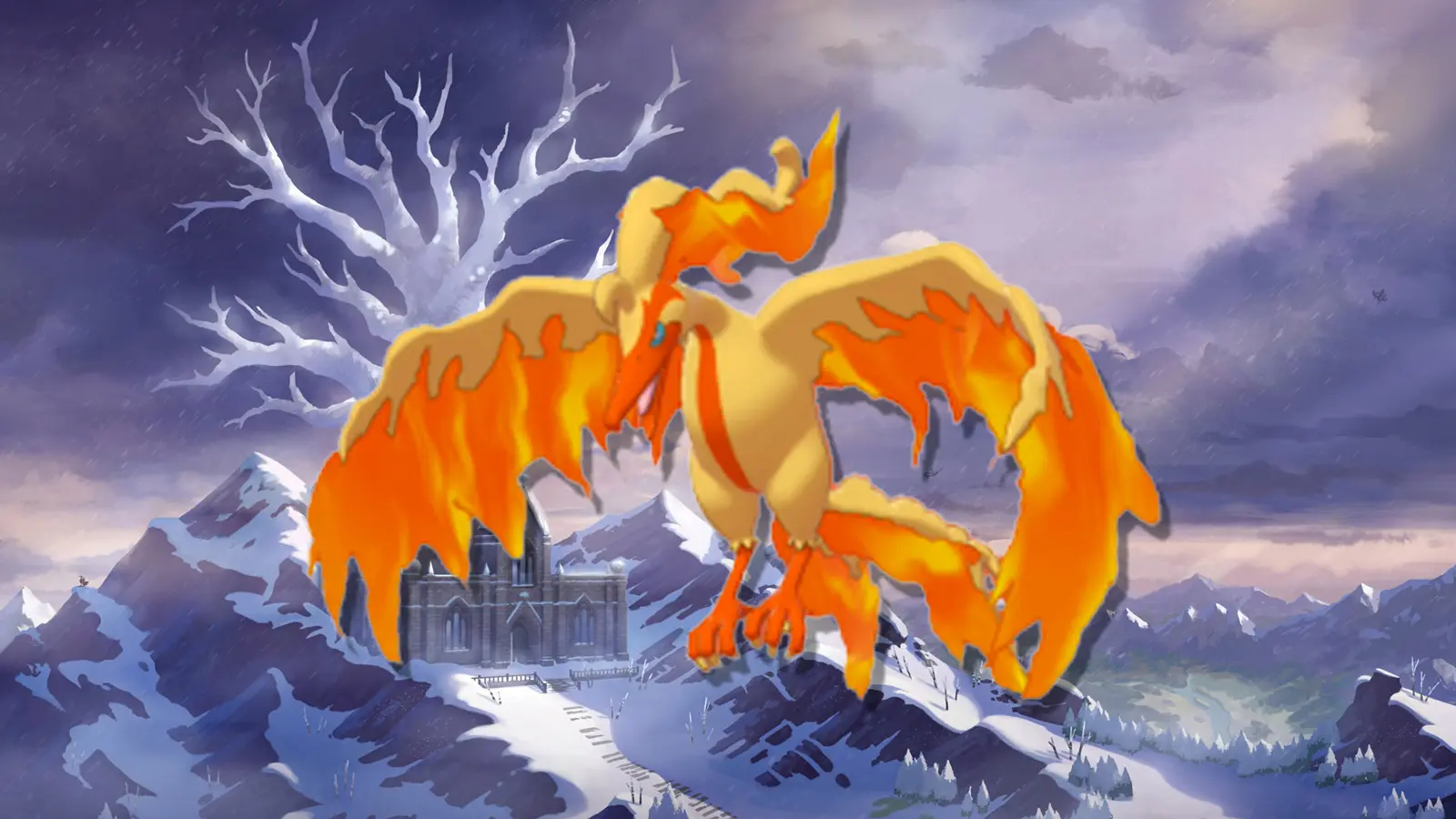 Shiny Galarian Moltres appearing in Pokemon Sword and Shield