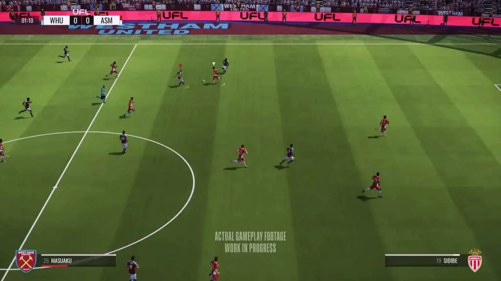 UFL gameplay with west ham player lobbing pass