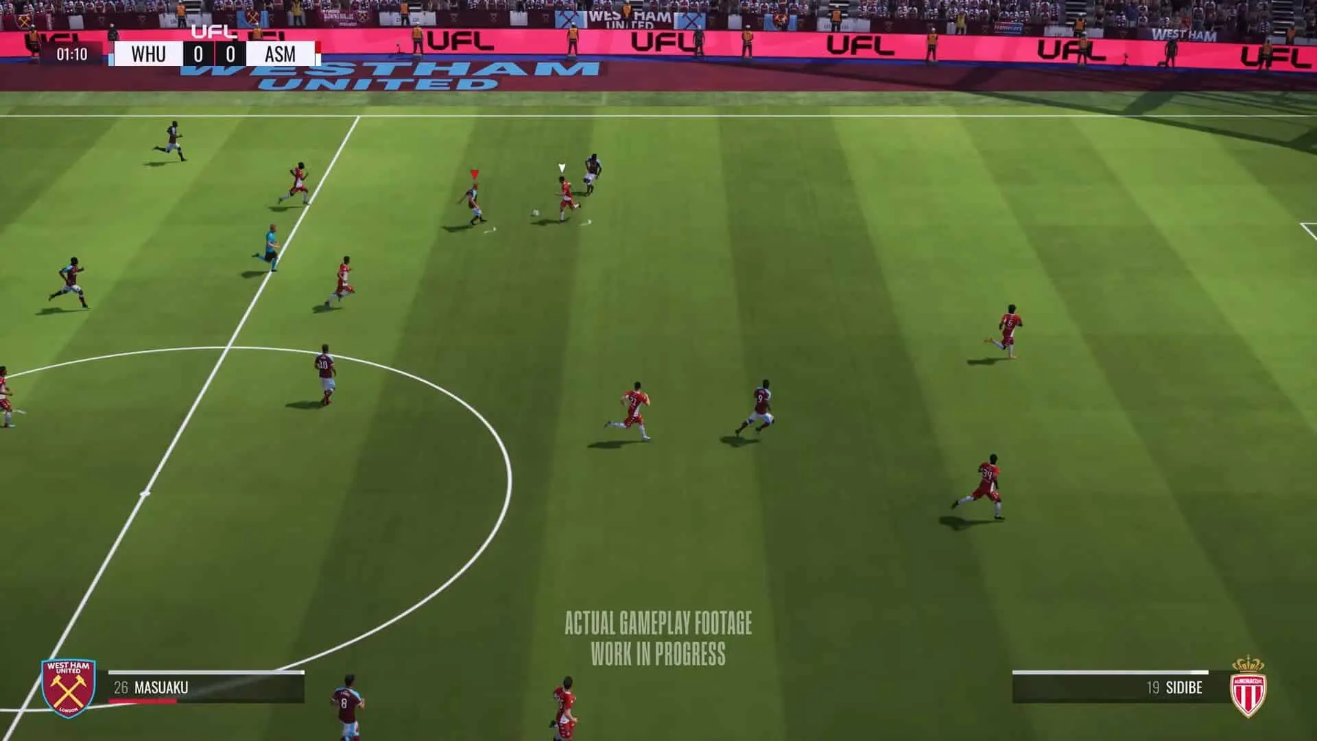 UFL gameplay with west ham player lobbing pass