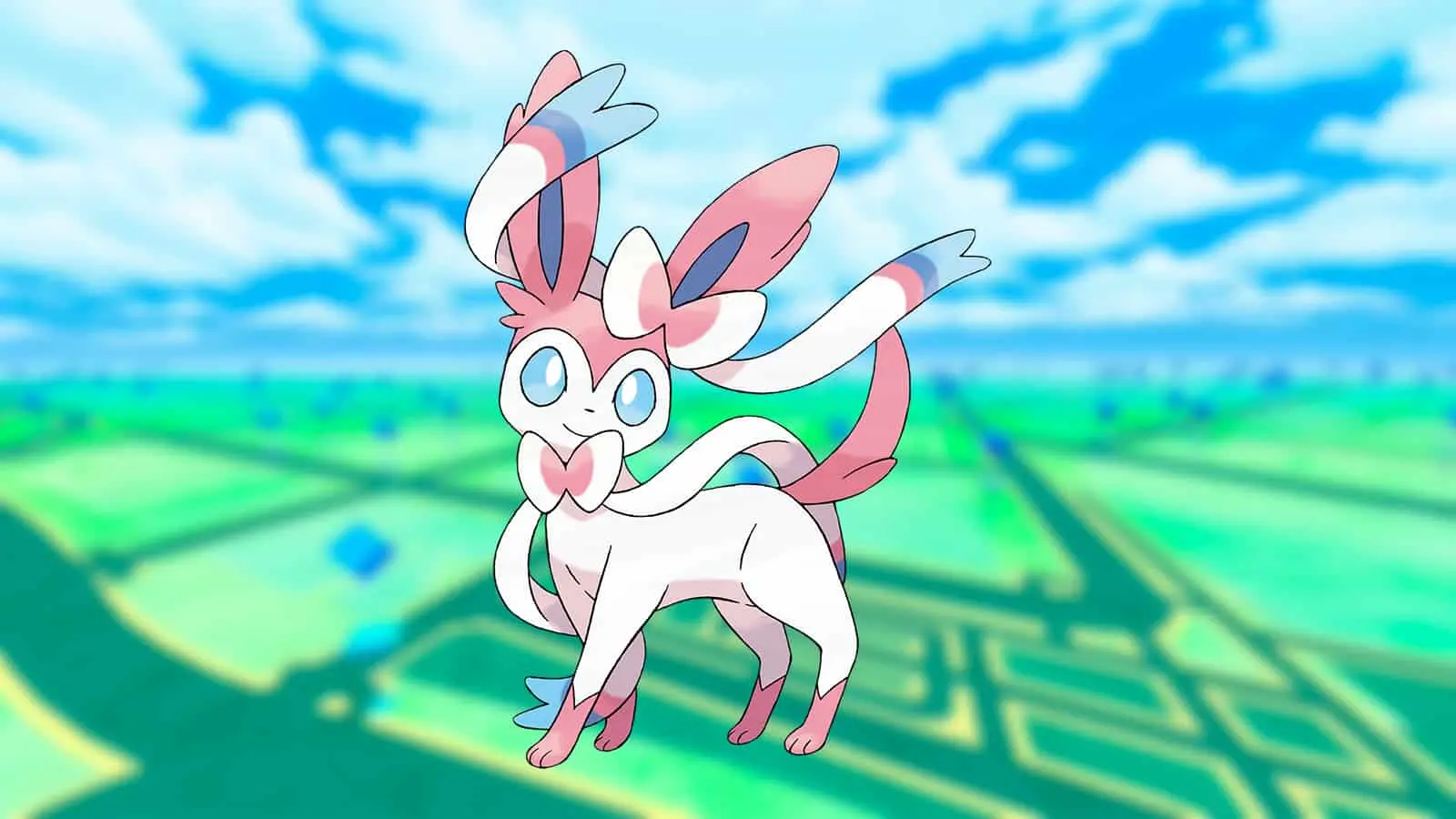 Sylveon on a Pokemon Go background