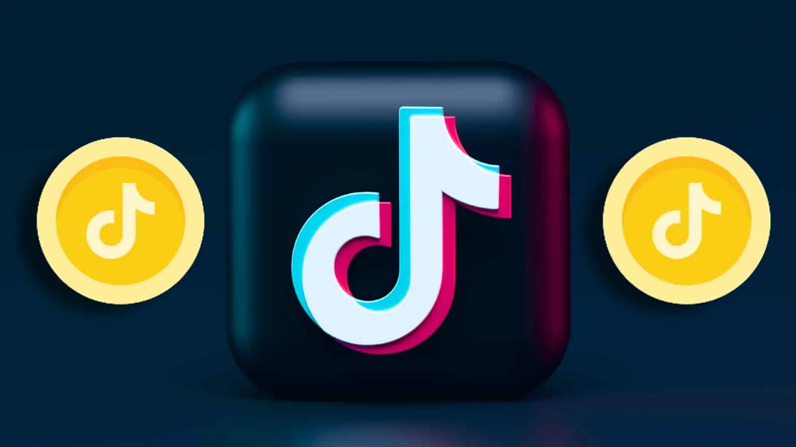 TikTok logo next to two TikTok coins