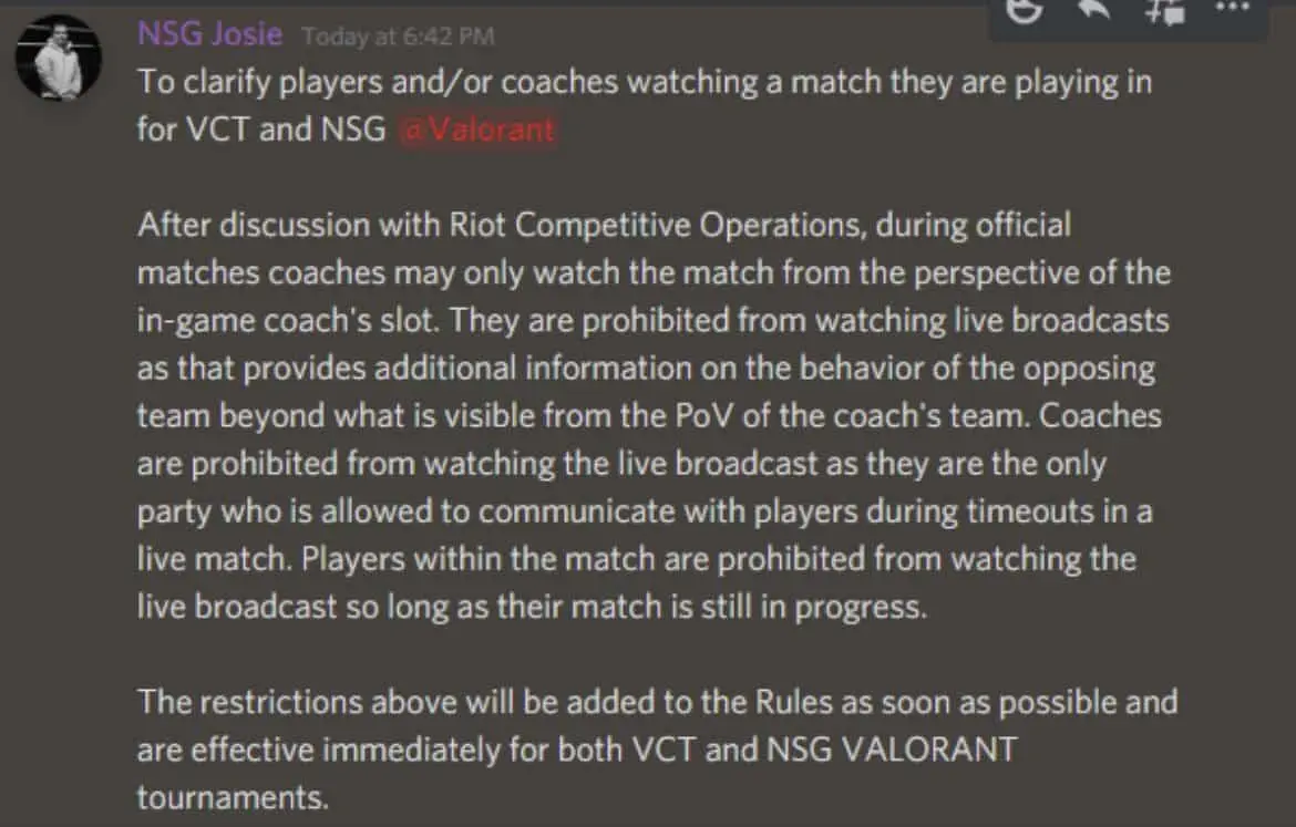 vct stream snipe rule change