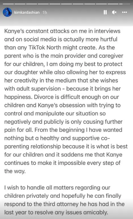 Kim Kardashian responds to kanye 