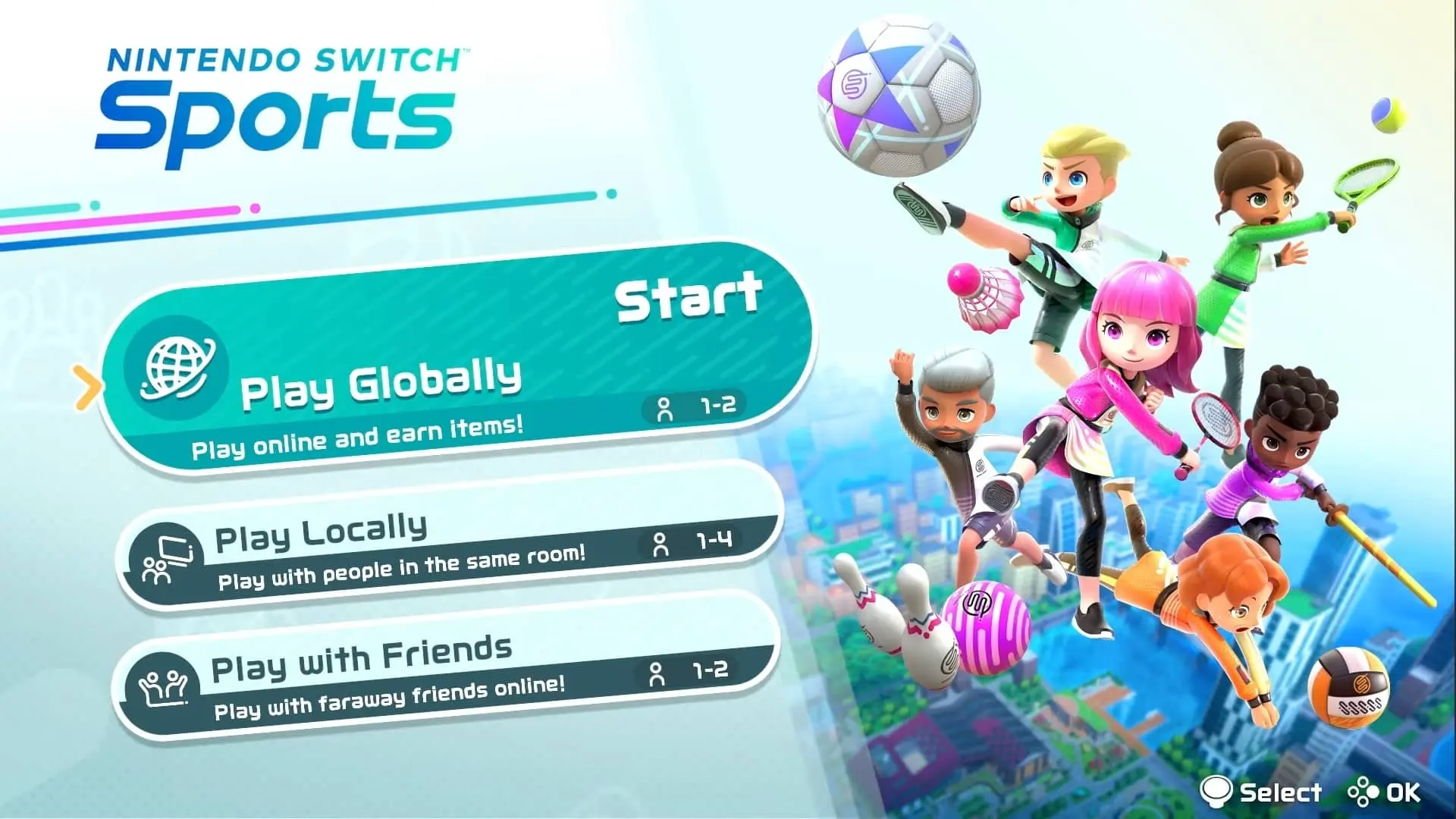 nintendo switch sports menu screen