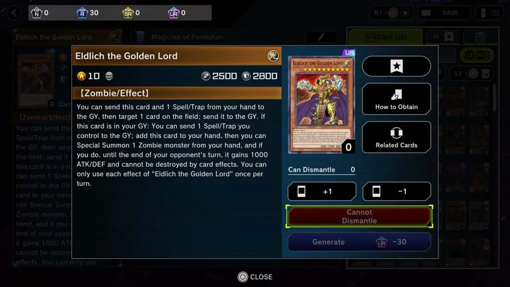 Eldlich the golden lord in Master Duel