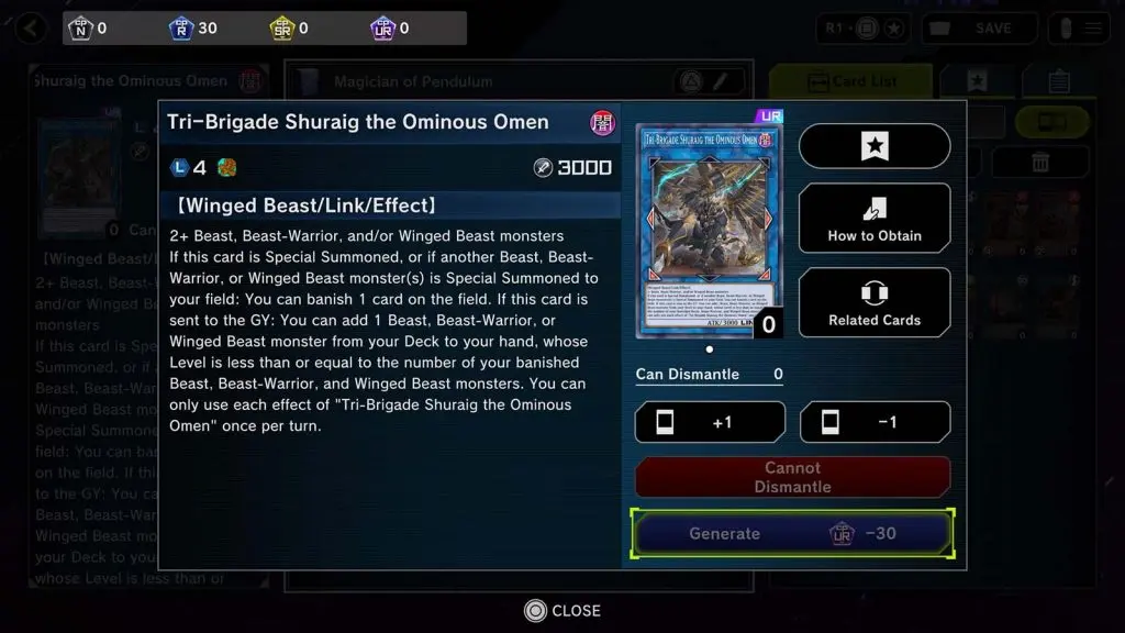 Tri brigade shuraig the ominous omen in Master Duel