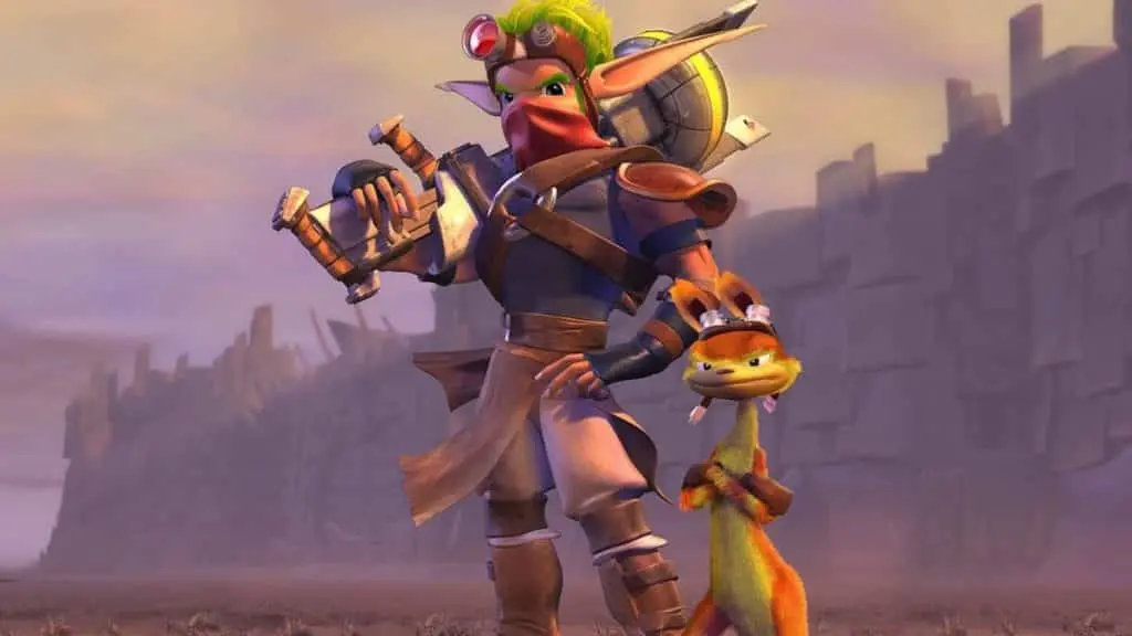 Jak and Daxter holding sword