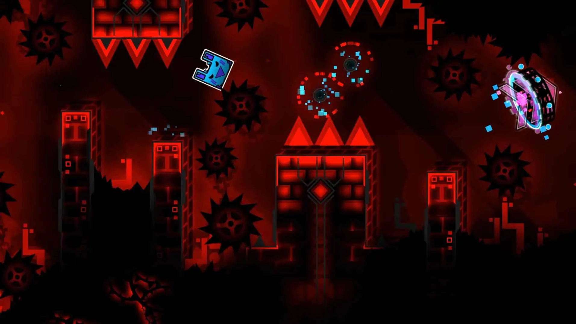 a screenshot showing one of Geometry Dash's levels