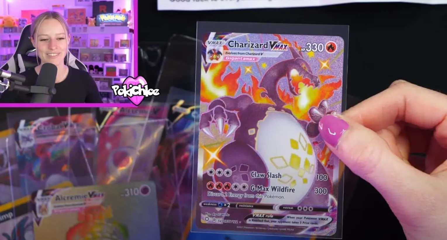 pokichloe first shiny charizard pokemon card pull