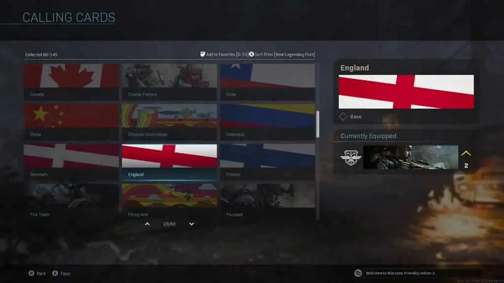 warzone flag calling cards