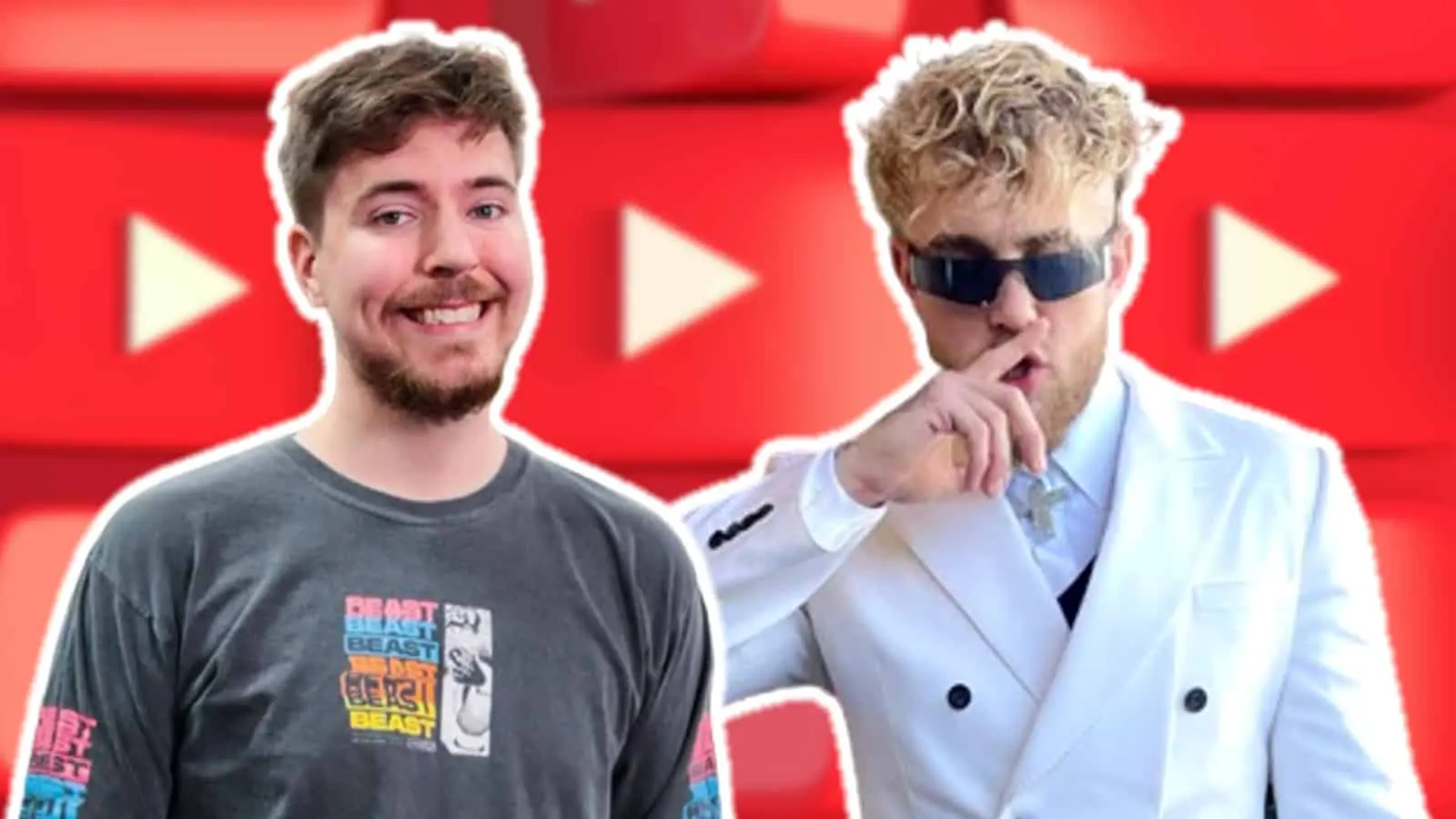 MrBeast and Jake Paul on a YouTube background