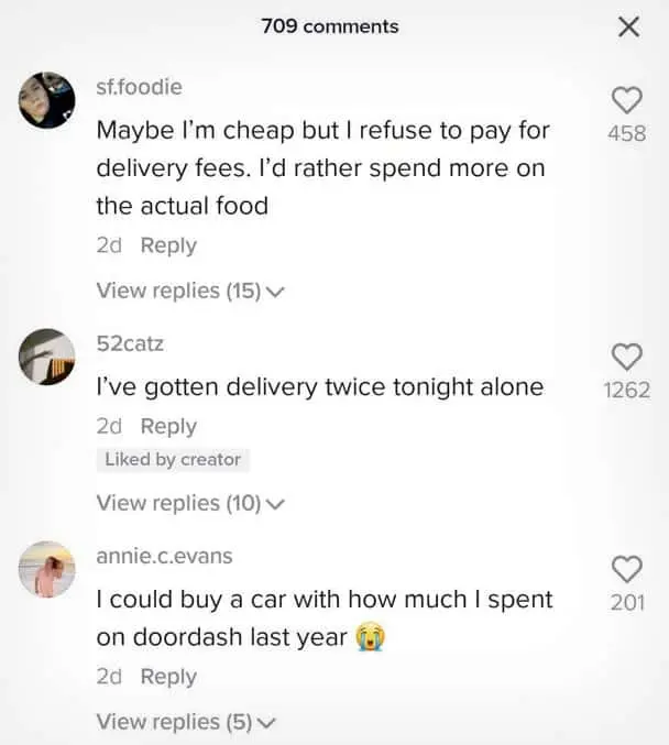 TikTok Doordash comments 2