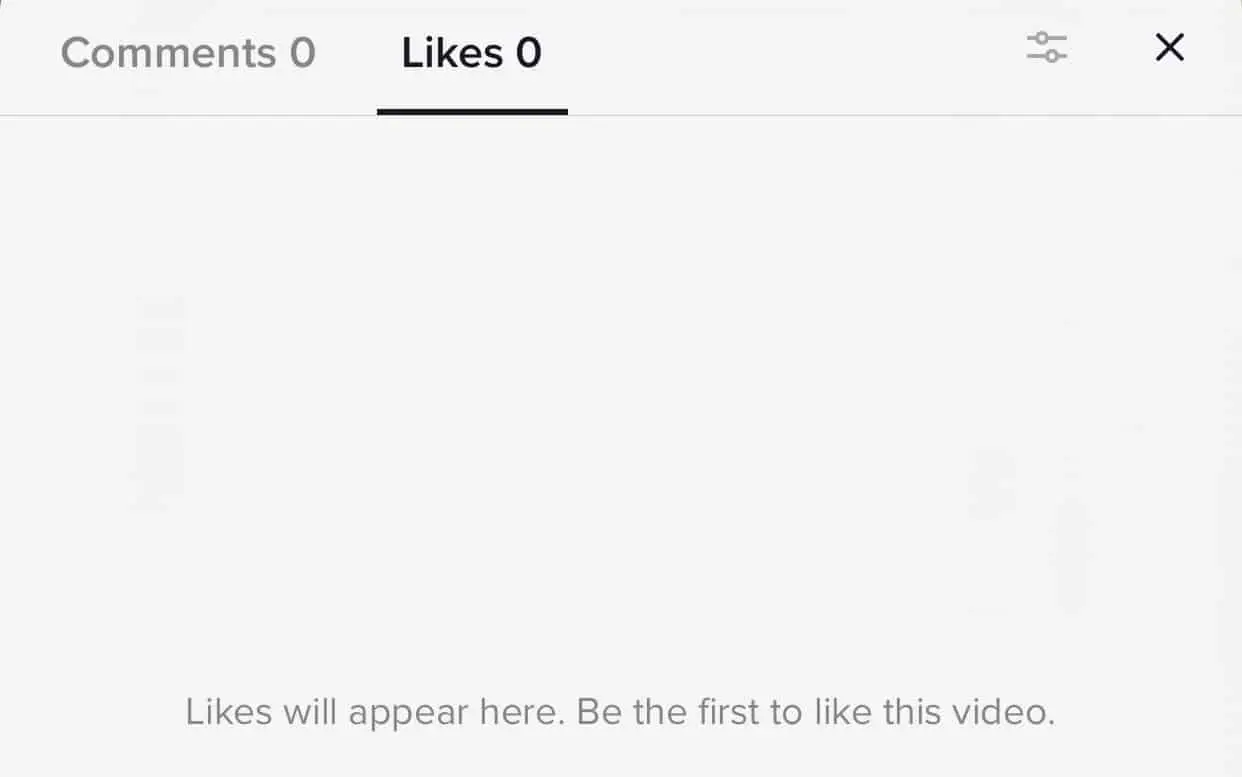 Screenshot of new TikTok likes tab