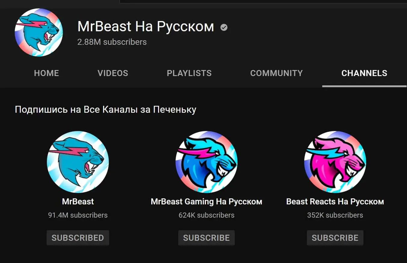 MrBeast channels