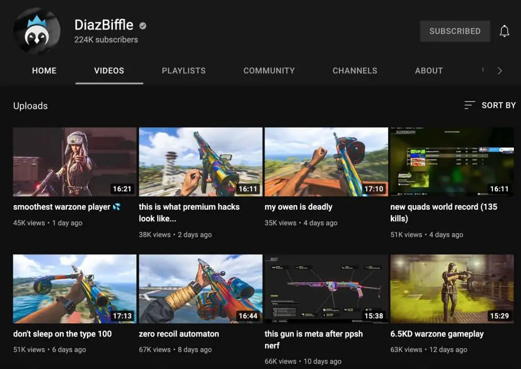 diazbiffle youtube warzone