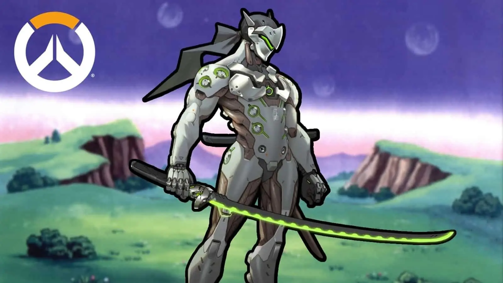 Genji standing in DBZ background