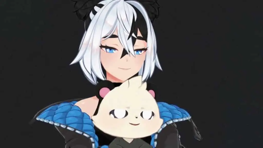 AdmiralBahroo VTuber panda being held in Sam's arms