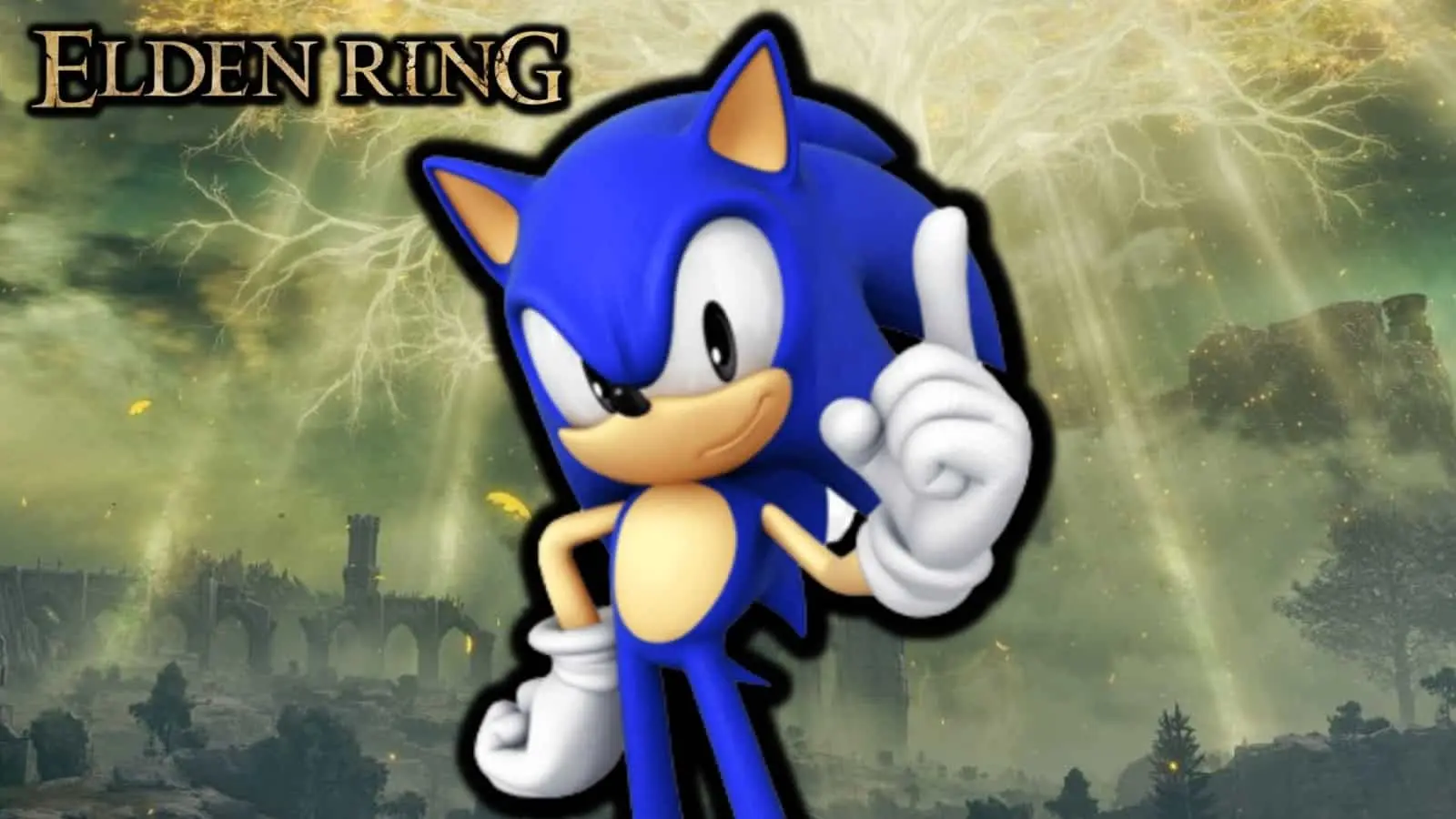 Sonic with Elden Ring background