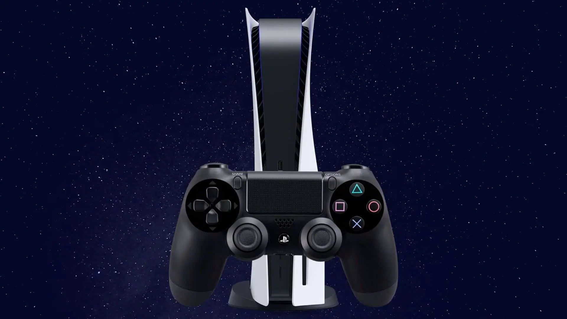 sony playstation 5 with a ps4 controller